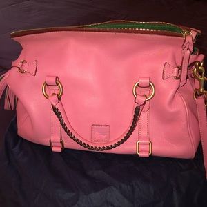 Pink Dooney & Bourke tasseled Florentine satchel